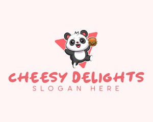 Cute Panda Hamburger  logo design