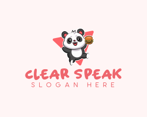 Cute Panda Hamburger  logo design