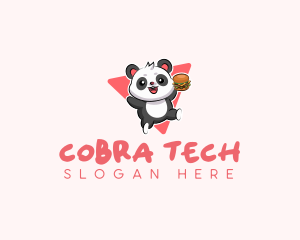 Cute Panda Hamburger  logo design