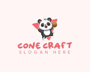 Cute Panda Hamburger  logo design