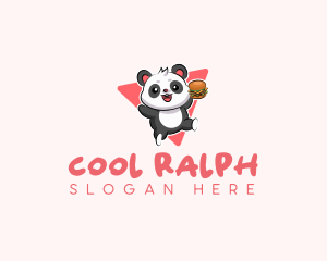 Cute Panda Hamburger  logo design