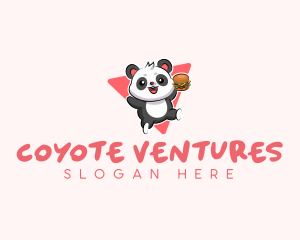 Cute Panda Hamburger  logo design