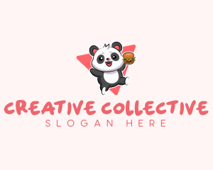 Cute Panda Hamburger  logo design