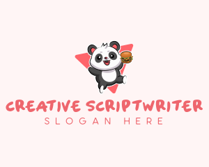 Cute Panda Hamburger  logo design