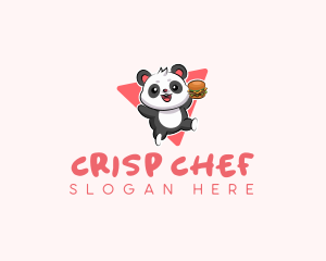 Cute Panda Hamburger  logo design