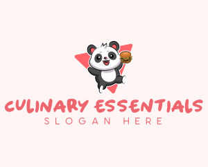 Cute Panda Hamburger  logo design