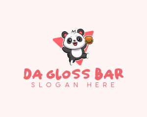 Cute Panda Hamburger  logo design