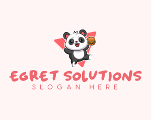 Cute Panda Hamburger  logo design