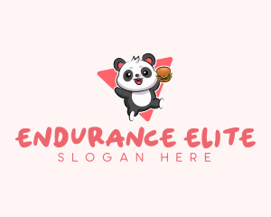 Cute Panda Hamburger  logo design