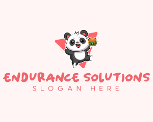 Cute Panda Hamburger  logo design