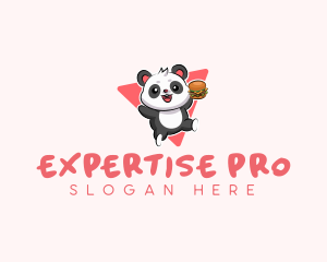 Cute Panda Hamburger  logo design