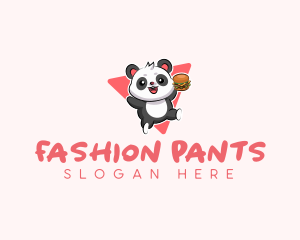 Cute Panda Hamburger  logo design