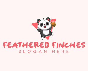 Cute Panda Hamburger  logo design