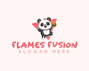 Cute Panda Hamburger  logo design