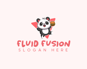 Cute Panda Hamburger  logo design