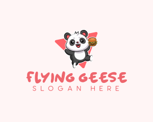 Cute Panda Hamburger  logo design