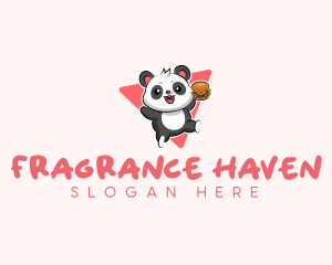 Cute Panda Hamburger  logo design