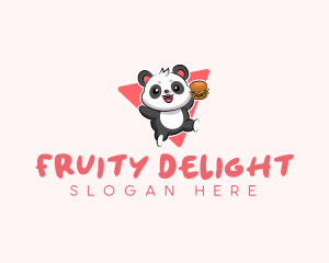 Cute Panda Hamburger  logo design