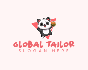 Cute Panda Hamburger  logo design