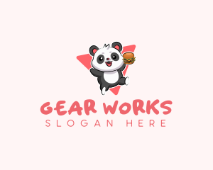 Cute Panda Hamburger  logo design