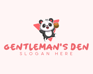 Cute Panda Hamburger  logo design