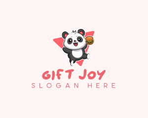 Cute Panda Hamburger  logo design