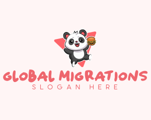 Cute Panda Hamburger  logo design