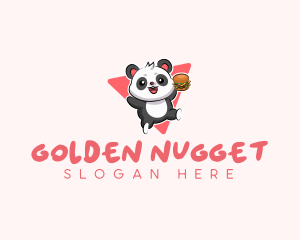 Cute Panda Hamburger  logo design