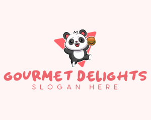 Cute Panda Hamburger  logo design