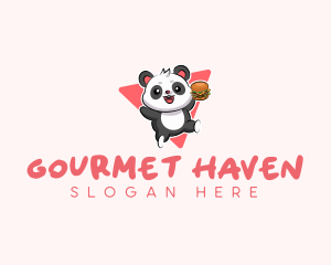 Cute Panda Hamburger  logo design