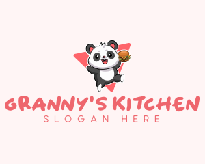 Cute Panda Hamburger  logo design