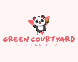 Cute Panda Hamburger  logo design