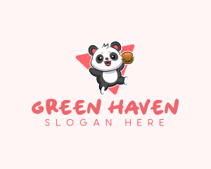 Cute Panda Hamburger  logo design