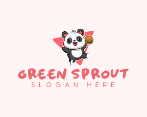 Cute Panda Hamburger  logo design