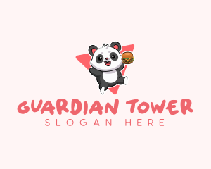 Cute Panda Hamburger  logo design