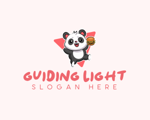 Cute Panda Hamburger  logo design