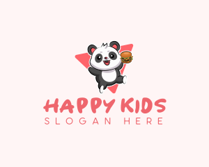 Cute Panda Hamburger  logo design