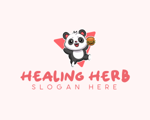 Cute Panda Hamburger  logo design