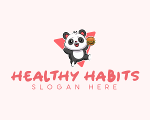 Cute Panda Hamburger  logo design