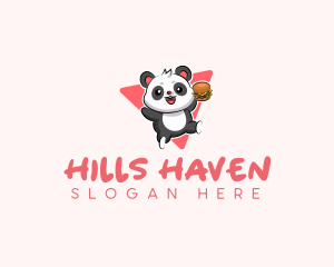 Cute Panda Hamburger  logo design