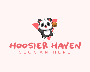 Cute Panda Hamburger  logo design