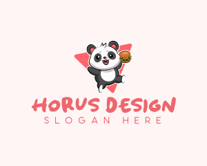 Cute Panda Hamburger  logo design