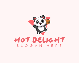 Cute Panda Hamburger  logo design