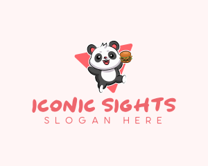 Cute Panda Hamburger  logo design