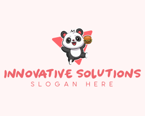 Cute Panda Hamburger  logo design