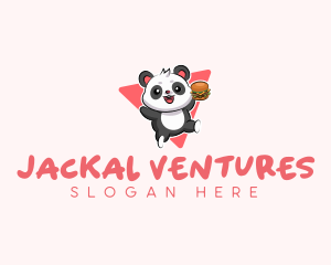 Cute Panda Hamburger  logo design