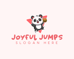 Cute Panda Hamburger  logo design