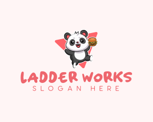 Cute Panda Hamburger  logo design