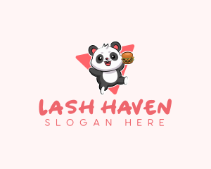 Cute Panda Hamburger  logo design