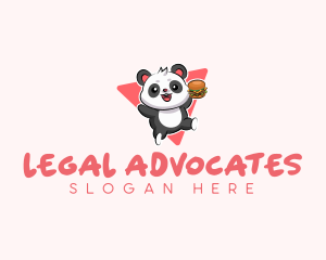 Cute Panda Hamburger  logo design